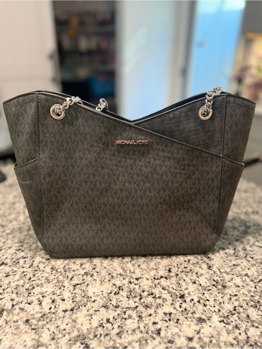 Michael Kors Women's Signature Chain Tote in Black